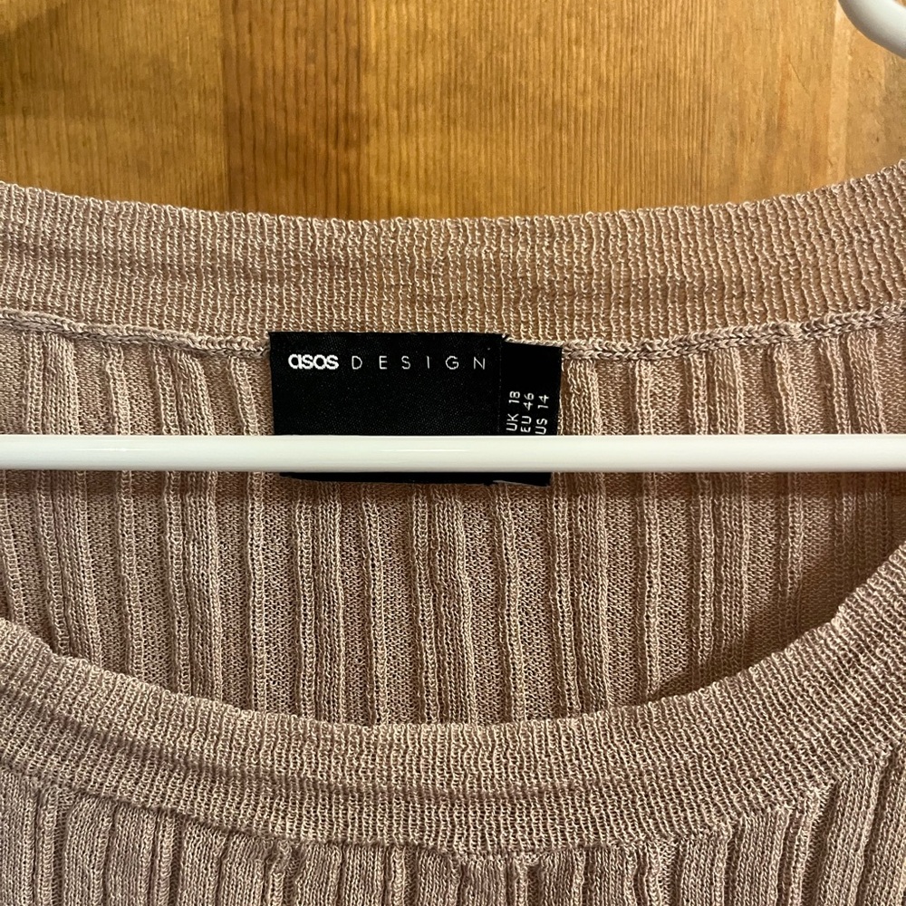 ASOS Ribbed Knit Beige Blouse - Picture 2 of 4